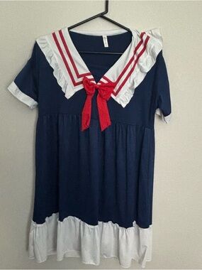 Navy Sailor-Inspired Pajama Dress